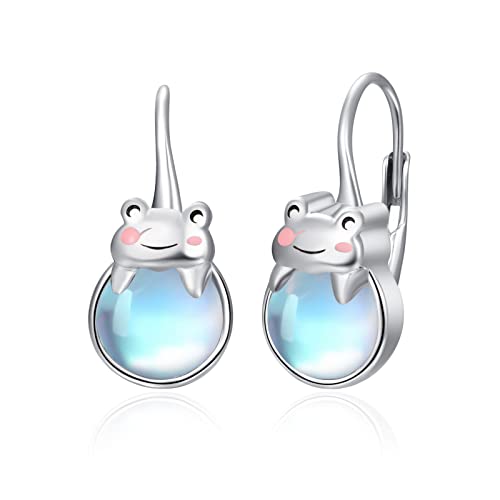 KINGWHYTE Frosch Ohrringe 925 Sterling Silber Mondstein Ohrringe Niedliche Tier Ohrstecker Ohrringe Frosch Schmuck Geschenke für Frauen Mädchen Tochter von KINGWHYTE