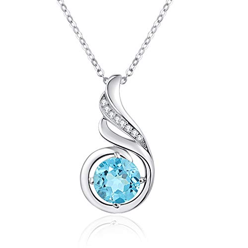 KINGWHYTE Geburtsstein Halskette 925 Sterling Silber Phönix Prinzessin Halskette, Phoenix Anhänger für Frauen Geburtsstein Schmuck Geburtstagsgeschenk für Sie(Dezember) von KINGWHYTE