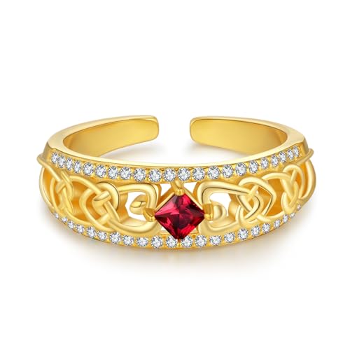 KINGWHYTE Geburtsstein Ringe 925 Sterling Silber Keltische Ringe für Frauen Gold Keltischer Schmuck Frauen Geburtstag Geschenke (Januar) von KINGWHYTE