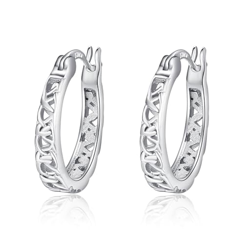 KINGWHYTE Keltischer Knoten Ohrringe 925 Sterling Silber Ohrringe Creolen Hypoallergen Irisch keltisch Huggie Ohrringe Irisch Schmuck Geschenke für Mädchen Frauen von KINGWHYTE