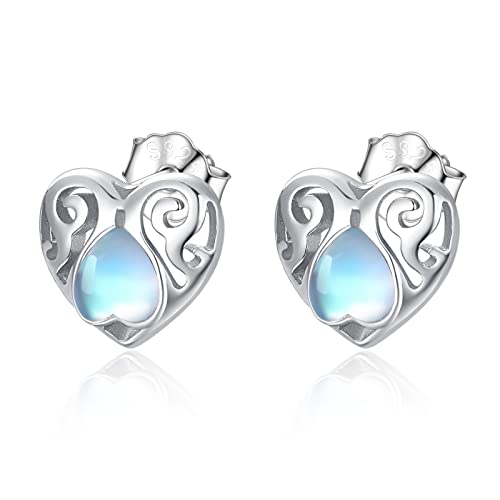 KINGWHYTE Mondstein Ohrringe 925 Sterling Silber Herz Ohrstecker Mondstein Ohrringe Schmuck Geschenke für Frauen Mädchen Freundin von KINGWHYTE