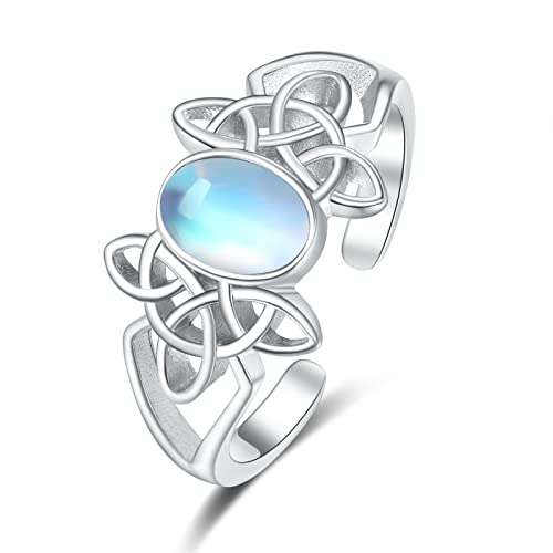 KINGWHYTE Mondstein Ring Sterling Silber Keltischer Knoten Ring Keltischer Schmuck Geschenke für Frauen Frau Freundin Schwester Freunde von KINGWHYTE
