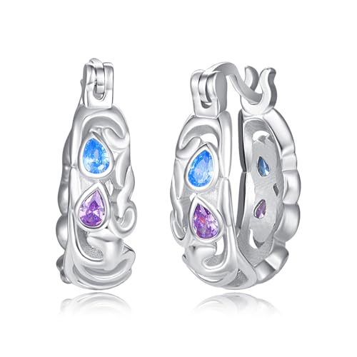 KINGWHYTE Ohrringe Creolen 925 Silber Ohrringe Oval Creolen für Damen Filigrane Runde Ohrringe Creolen Hängend für Frauen Geburtstag Weihnachten Schmuck Geschenke für Mädchen von KINGWHYTE