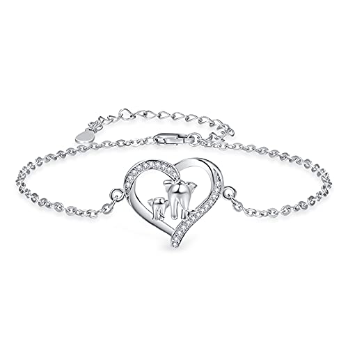 KINGWHYTE Pinguin/Panda/Elefant Armband 925 Sterling Silber Splitter Verstellbares Armband Pinguin Schmuck Mama Geschenke für Frauen Mädchen von KINGWHYTE