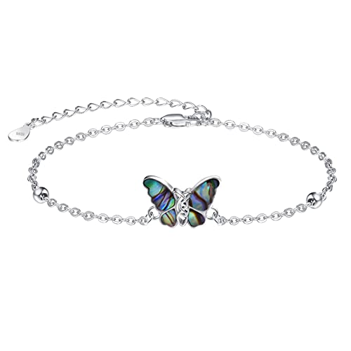 KINGWHYTE Schmetterling Armband 925 Sterling Silber Armband Keltischer Knoten Abalone Muschel Armband Schmetterling Geschenk für Frauen Freundin Mama Schwester von KINGWHYTE