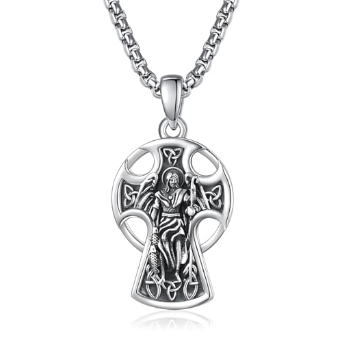 KINGWHYTE St. Raphael Halskette für Männer 925 Sterling Silber Keltisches Kreuz Halskette Schutz Katholischer Schmuck Geschenke KINGWHYTE St. Raphael Halskette für Männer 925 Sterling Silber Keltisches Kreuz Halskette Schutz Katholischer Schmuck Geschenke von KINGWHYTE