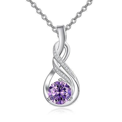KINGWHYTE Unendlichkeits Halskette 925 Sterling Silber Infinity Tropfen Halskette Geburtsstein Anhänger Halskette Jahrestag Geburtstag Weihnachten Schmuck Geschenk für Damen Frauen KINGWHYTE Unendlichkeits Halskette 925 Sterling Silber Infinity Tropfen Halskette Geburtsstein Anhänger Halskette Jahrestag Geburtstag Weihnachten Schmuck Geschenk für Damen Frauen von KINGWHYTE