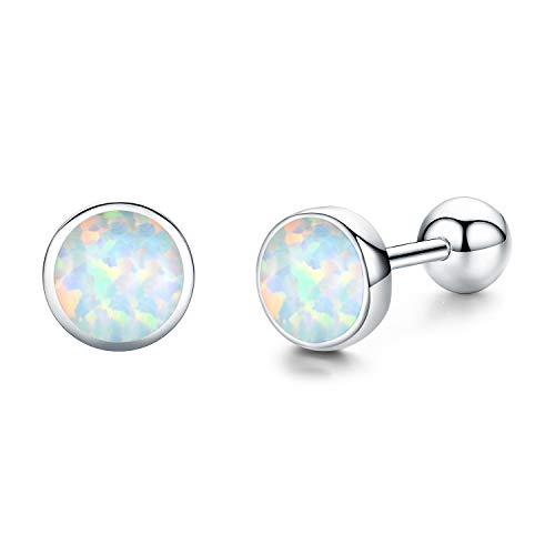 Opal-Ohrringe Sterlingsilber Opal Geburtsstein Ohrringe Blau/Weiß/Rosa/Gold/Roségold Ohrstecker Schmuck für Frauen Mädchen von KINGWHYTE