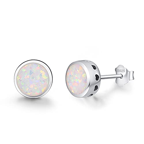 Opal-Ohrringe Sterlingsilber Opal Geburtsstein Ohrringe Blau/Weiß/Rosa/Gold/Roségold Ohrstecker Schmuck für Frauen Mädchen von KINGWHYTE