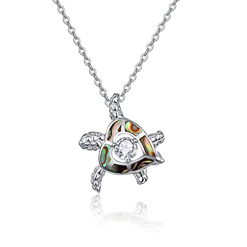 Schildkröte Halskette 925 Sterling Silber Liebe Herz Abalone Meerestier Schmuck Geburtstagsgeschenk für Frauen Mädchen von KINGWHYTE