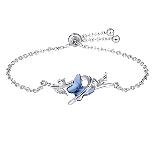 KINGWHYTE Schmetterling Armband 925 Sterling Silber Tier Armband Verstellbares Kristall Schmetterling Armbänder Geburtstags Geschenke für Damen Mädchen KINGWHYTE Schmetterling Armband 925 Sterling Silber Tier Armband Verstellbares Kristall Schmetterling Armbänder Geburtstags Geschenke für Damen Mädchen von KINGWHYTE