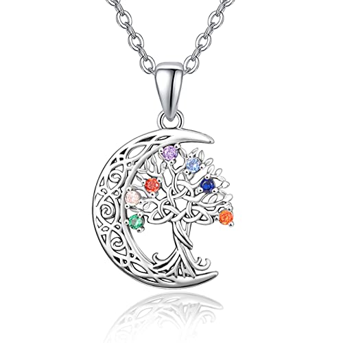 KINGWHYTE Tree of Life Halskette 925 Sterling Sliver Chakra Kubische Zirkonia Halskette Feine Schmuck Geschenke für Frau, Mutter und Freundin von KINGWHYTE
