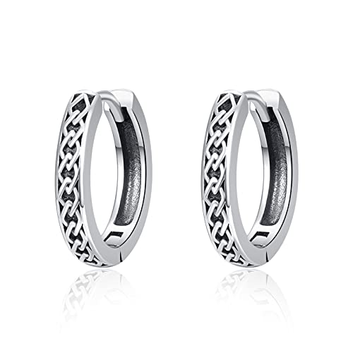 KINGWHYTE Unisex Creolen 925 Sterling Silber Kleine Creolen Hypoallergene Schwarze Ohrringe Schmuck Geschenke für Männer von KINGWHYTE