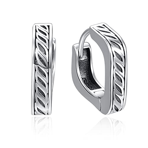 KINGWHYTE Unisex Creolen 925 Sterling Silber Keltischer Knoten Schwarze Ohrringe Schläfer Ohrringe Geburtstag Geschenke für Männer von KINGWHYTE