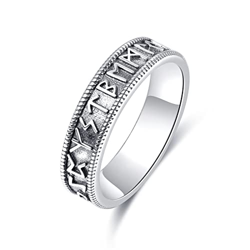 Viking Rune Ring 925 Sterling Silber Wikinger Nordische Nordische Ringe Amulett Schmuck für Männer Frauen Größe 7-9 von KINGWHYTE