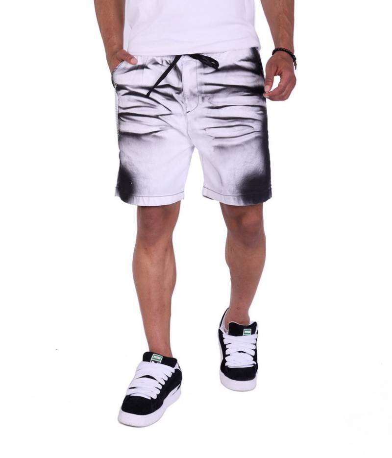 KINGZ Caprihose KINGZ Urban Batik Baggy SHORT Jeans Weiß S von KINGZ