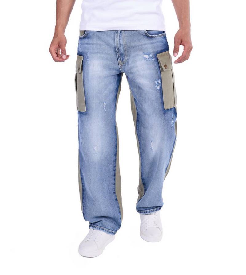 KINGZ Cargohose Baggy Cargohose im Farb-Blocking-Design von KINGZ