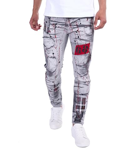 KINGZ Exclusive Herren Slim FIT Jeans Grau W34/L34 von KINGZ