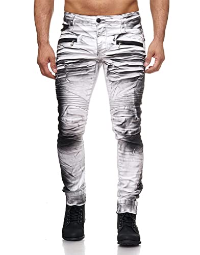 KINGZ Herren Jeans 1372-2 White Black 31 von KINGZ