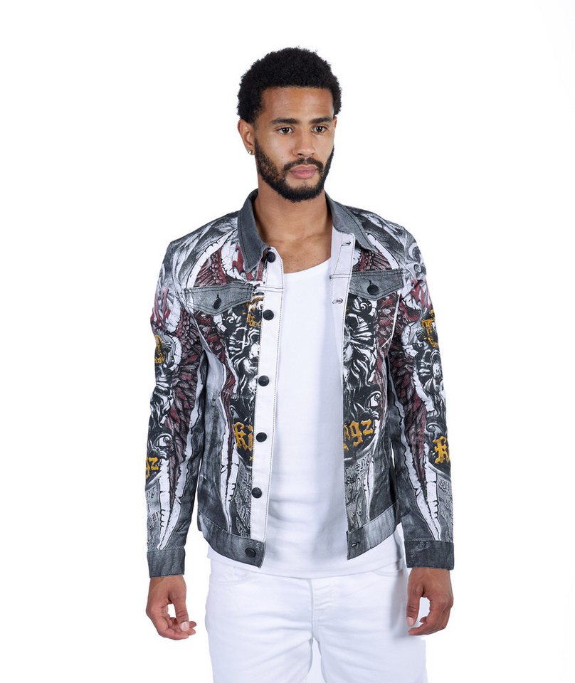 KINGZ Jeansjacke Designer Nieten Jeansjacke mit All-Over Weiß XL KINGZ Jeansjacke Designer Nieten Jeansjacke mit All-Over Weiß XL von KINGZ