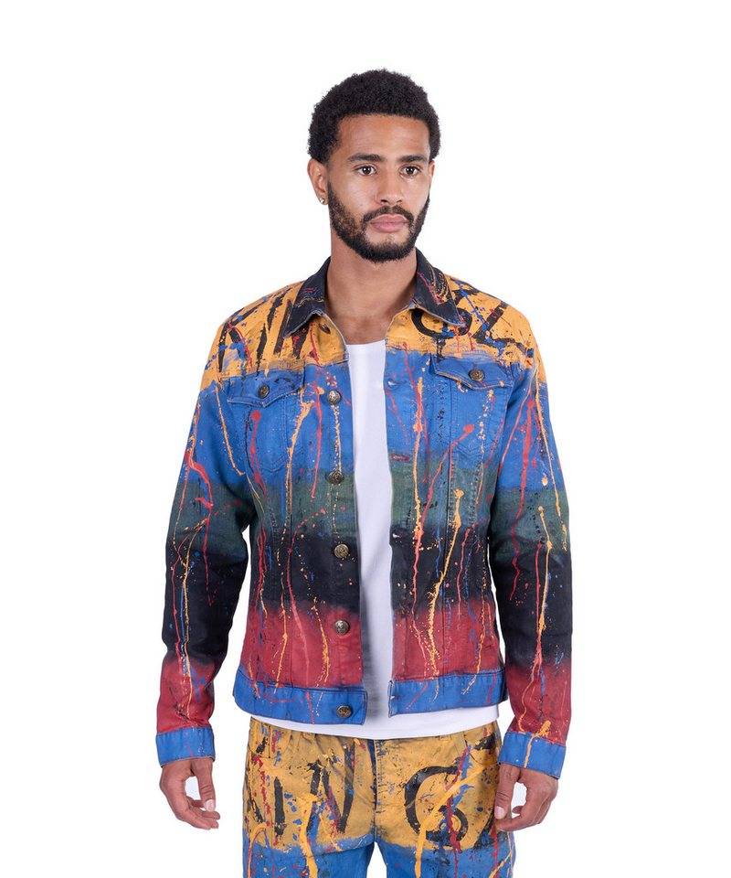 KINGZ Jeansjacke Destroyed Colorblind Designer Jeansjacke Blau S von KINGZ