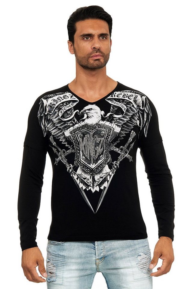 KINGZ Langarmshirt in Body-Fit mit Adler-Motiv von KINGZ