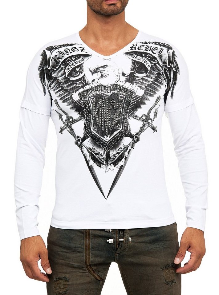 KINGZ Langarmshirt in Body-Fit mit Adler-Motiv von KINGZ