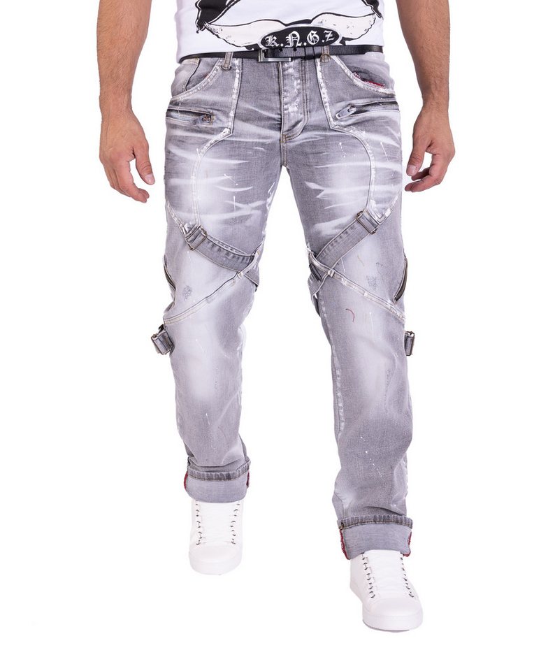 KINGZ Regular-fit-Jeans Ausgefallene Batik Herren Jeans KINGZ Regular-fit-Jeans Ausgefallene Batik Herren Jeans von KINGZ