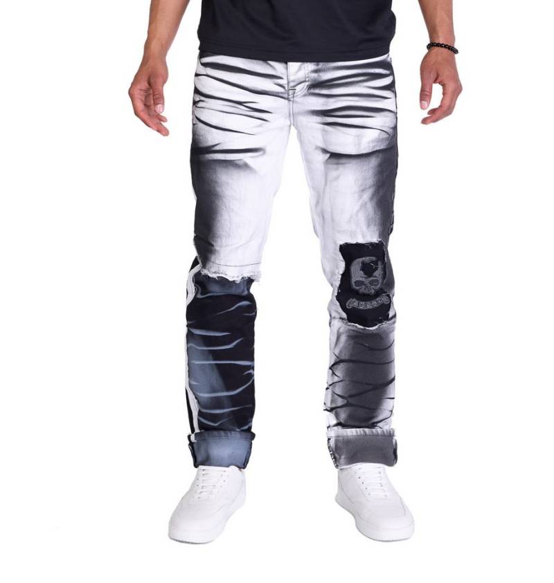 KINGZ Regular-fit-Jeans Batik Herren Jeans mit Totenkopf von KINGZ