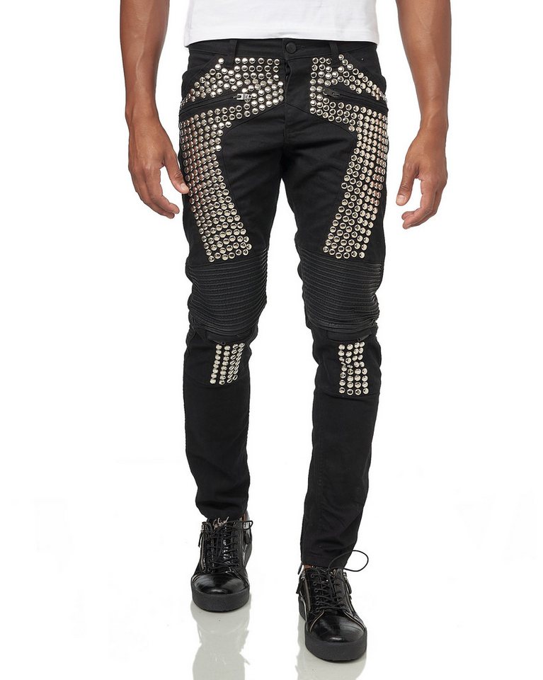 KINGZ Slim-fit-Jeans Designer Jeans Nieten Jeans von KINGZ