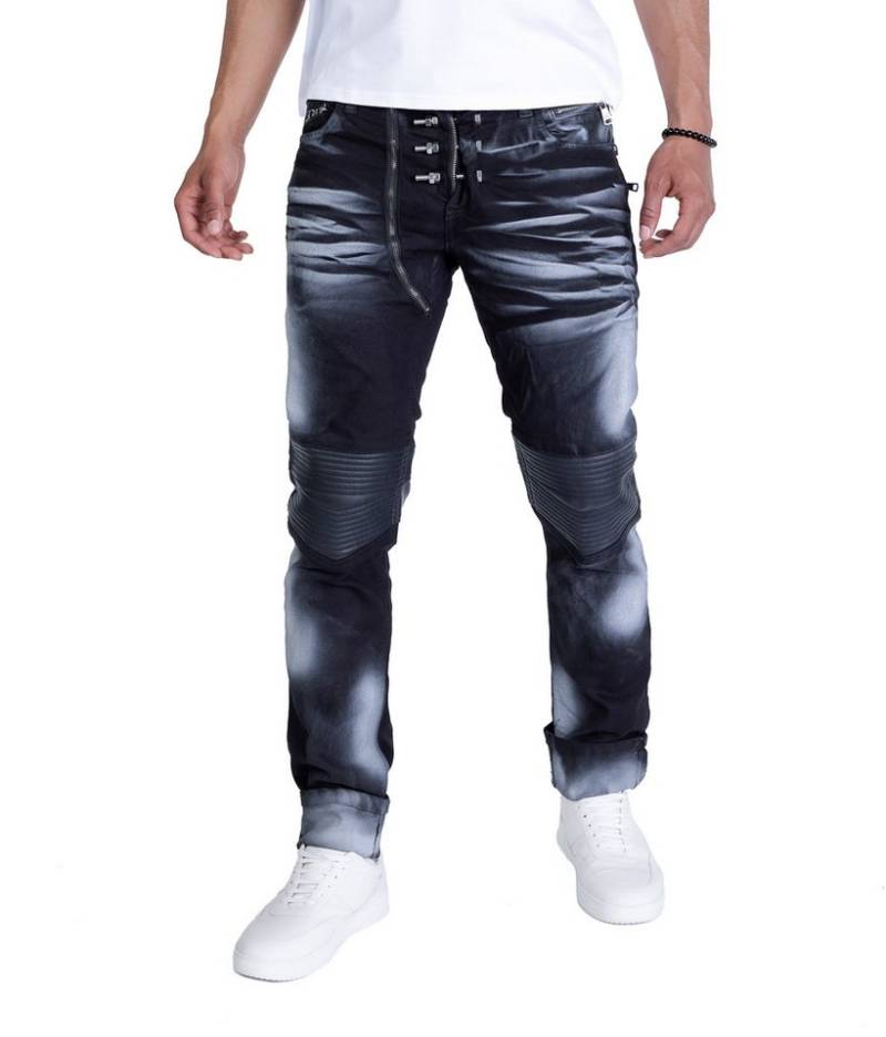 KINGZ Slim-fit-Jeans Herren Designer Schraubenjeans im Batik-Look Batik Waschung von KINGZ