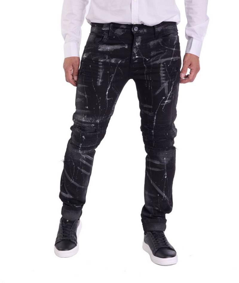KINGZ Slim-fit-Jeans Lässige Batik Herren Biker Designer Jeans von KINGZ