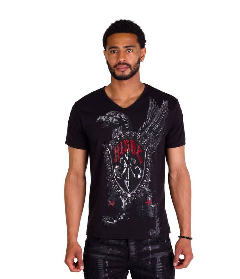 KINGZ T-Shirt T-Shirt SLIM Fit mit Adlermotiv und Strass von KINGZ