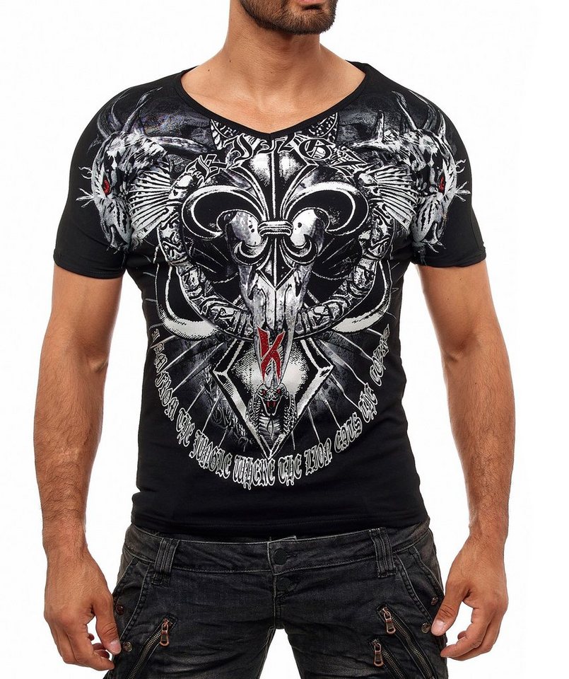 KINGZ T-Shirt mit ausgefallenem Cobra-Lilien-Print von KINGZ