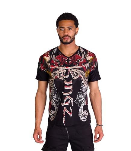 Totenkopf Shirt mit All-Over Print Schwarz M von KINGZ