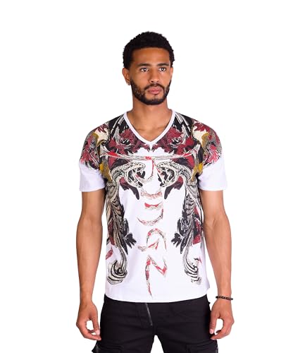 Totenkopf Shirt mit All-Over Print Weiß M von KINGZ