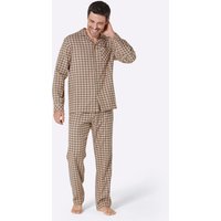 Witt Weiden Herren Pyjama sand-sesam-kariert von KINGsCLUB