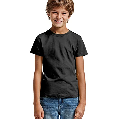 Buntes kurzärmeliges T-Shirt aus 100% Baumwolle für Kinder - Wild Qualität mit 165g/m, bequem, weich, glatt und elegant, Schwarz , 10 Jahre von KINKIES