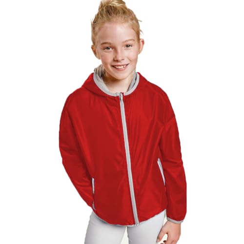 KINKIES Windjacke mit Kapuze für Kinder - Stilvolle Regenjacke Alltag für Mädchen und Jungen, rot, 8 Jahre von KINKIES