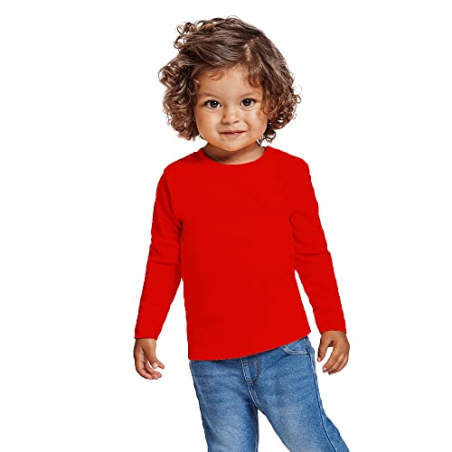 Langarmshirt für Babys - Unisex-Mantel mit leuchtenden Farben aus weicher, warmer und bequemer Baumwolle, rot, 6 meses von KINKIES