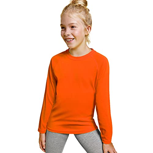 T-Shirt in Neonfarben, langärmelig, für Mädchen und Jungen, bequem, weich, glatt und elegant, orange, 12 Jahre von KINKIES