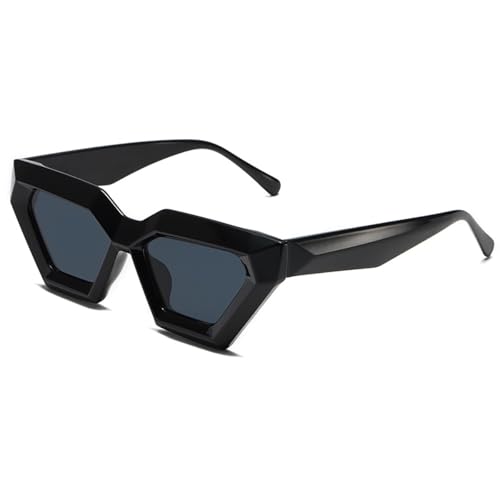 KINLYBO Cat-Eye-Sonnenbrille für Damen und Herren, Y2K Furture, polygonale coole Sonnenbrille, Hellschwarz KINLYBO Cat-Eye-Sonnenbrille für Damen und Herren, Y2K Furture, polygonale coole Sonnenbrille, Hellschwarz von KINLYBO