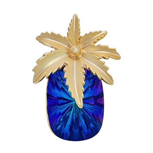 Ananas-Brosche mit Goldblättern und Blauem Kristall, Modeschmuck Ananas-Brosche mit Goldblättern und Blauem Kristall, Modeschmuck von KINMOT