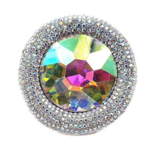 Kristall Brosche mit Strass, Irisierender Regenbogen-Effekt, Runde Form Kristall Brosche mit Strass, Irisierender Regenbogen-Effekt, Runde Form von KINMOT
