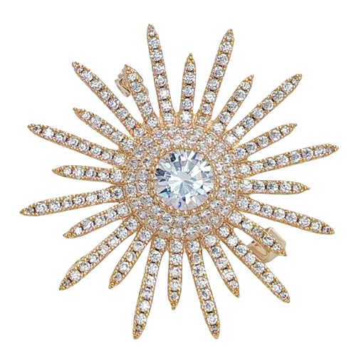 Kristall Starburst Brosche, Goldfarben, Strahlenförmiges Design mit Strass-Steinen Kristall Starburst Brosche, Goldfarben, Strahlenförmiges Design mit Strass-Steinen von KINMOT