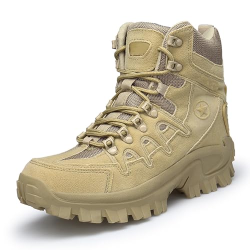 KINROCO Bottes Tactiques Combat pour Hommes Bottes Militaires Respirantes Bottes de Randonnée en Plein Air(Size:42 EU,Color:Sand) von KINROCO