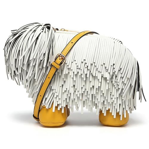 KINROCO Crossbody Tasche Leder Schultertaschen Chow-förmige mit Verstellbarem Schultergurt für Damen(Color:Weiß) von KINROCO