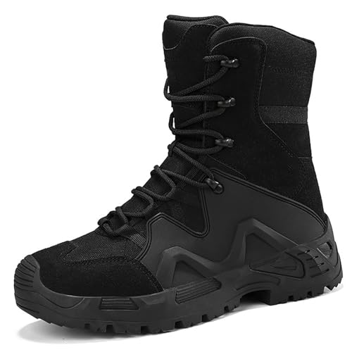 KINROCO Herren Tactical Einsatzstiefel Kampfstiefel Springerstiefel Militär Stiefel Boots Schuhe Wanderschuhe(Size:39 EU,Color:Schwarz) von KINROCO