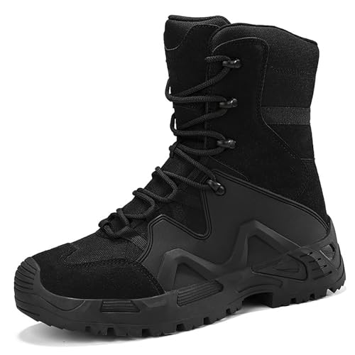 KINROCO Herren Tactical Einsatzstiefel Kampfstiefel Springerstiefel Militär Stiefel Boots Schuhe Wanderschuhe(Size:40 EU,Color:Schwarz) von KINROCO