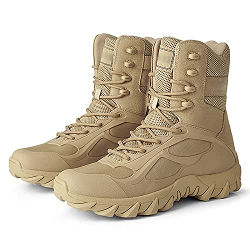 KINROCO Herren Taktische Kampfstiefel Draussen Trekking Wanderschuhe Atmungsaktiv(Size:45 EU,Color:Sand) von KINROCO